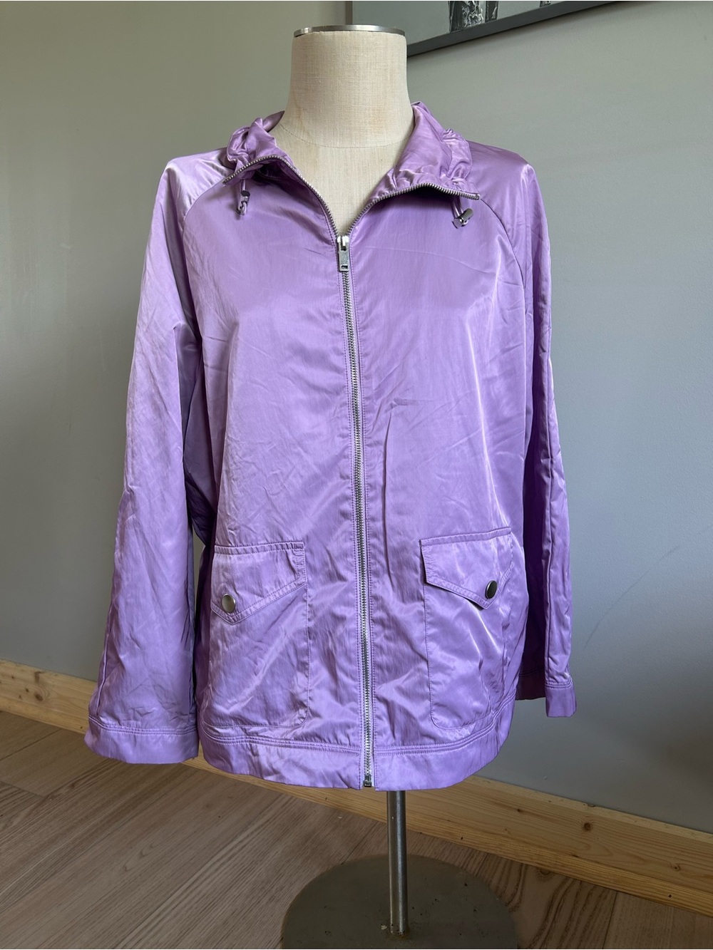 Chico's Lavender Hooded Bomber Jacket